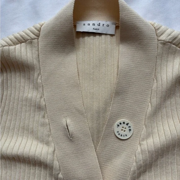 Sandro Beige Button-Up Women's Cardigan - Picture 2 of 6